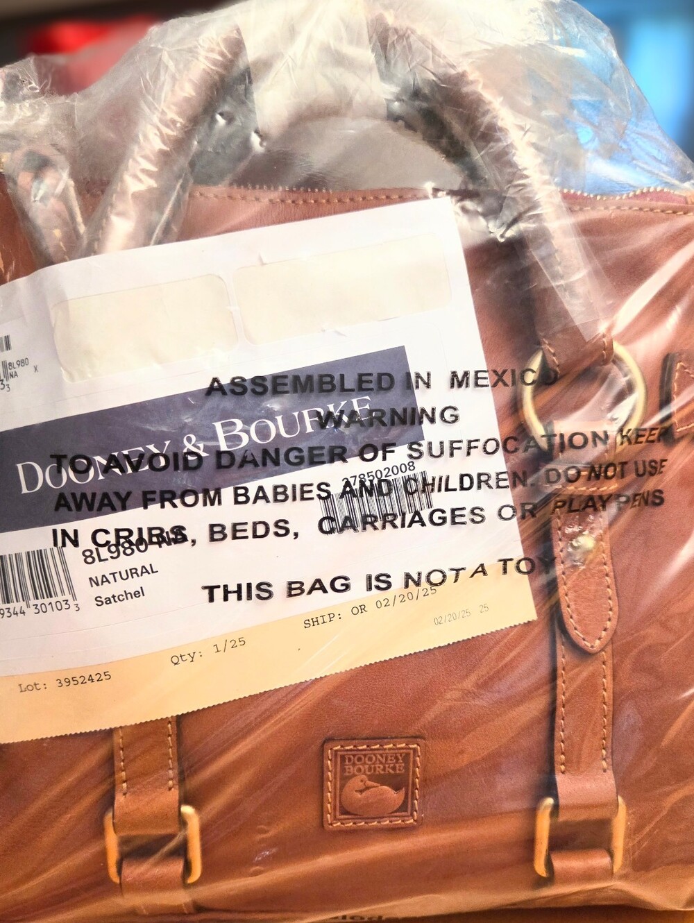 NWT Dooney & Bourke Large Florentine Leather Satchel Bag Natural BROWN NEW READ